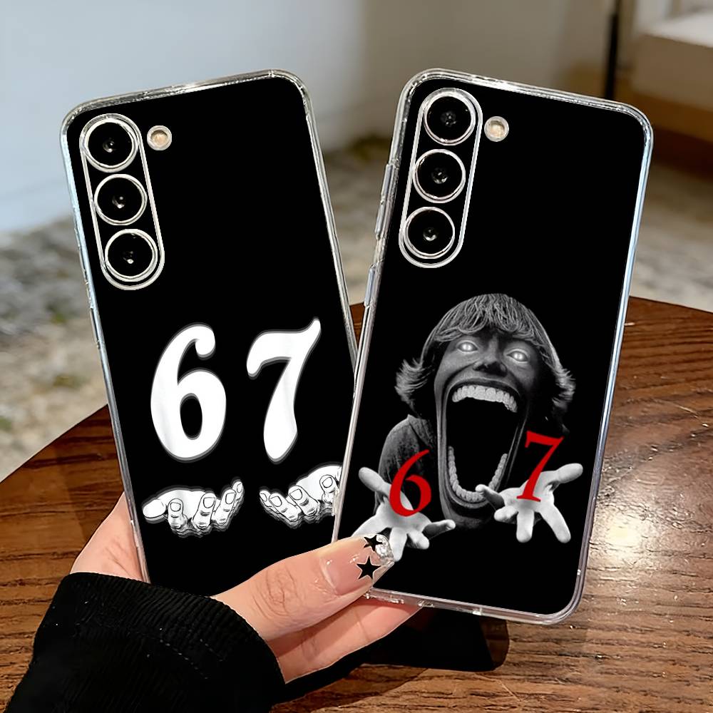 67 Six Seven Phone Case For Samsung S25,S24,S21,S22,S23,S30,Ultra,S20,Plus,Fe,Lite Transparent Cover