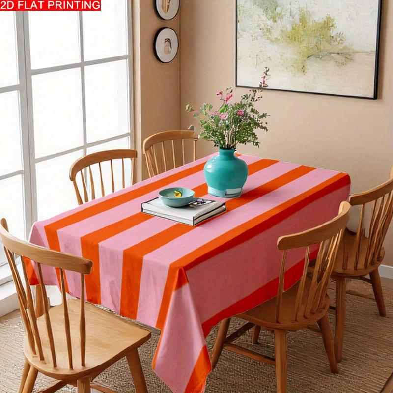 1pc Modern Striped Tablecloth Pink Orange