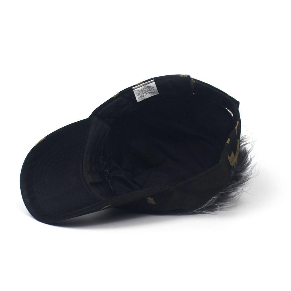 Adjustable Camo Sun Visor Baseball Cap with Spiked Hair Wig for Women Men - Hip Hop Sunshade Golf Cap