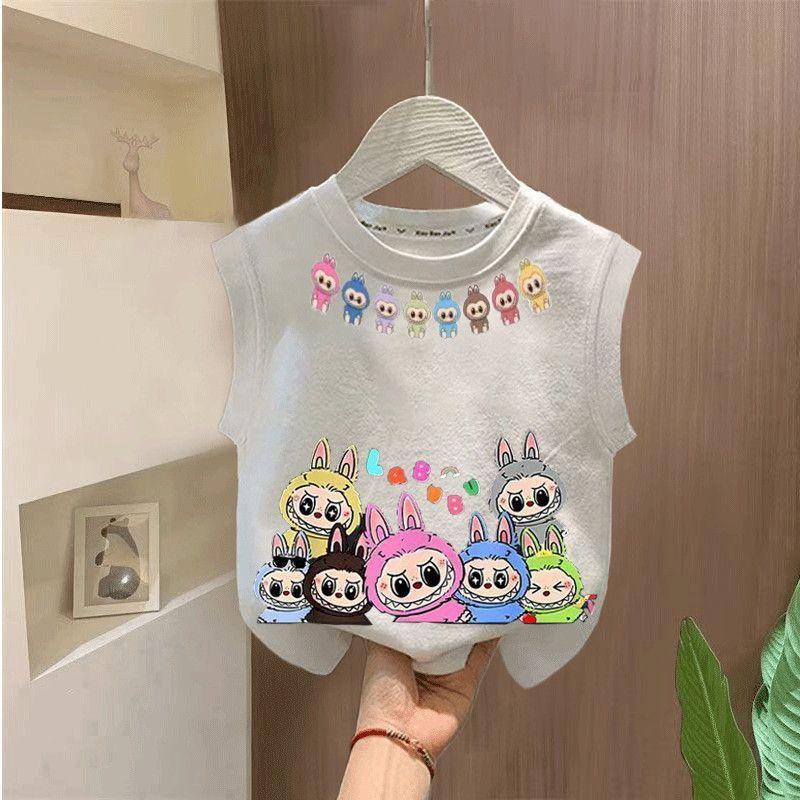Cute Labubu Vests for Children, Fashionable T-shirts for Boys and Girls Summer