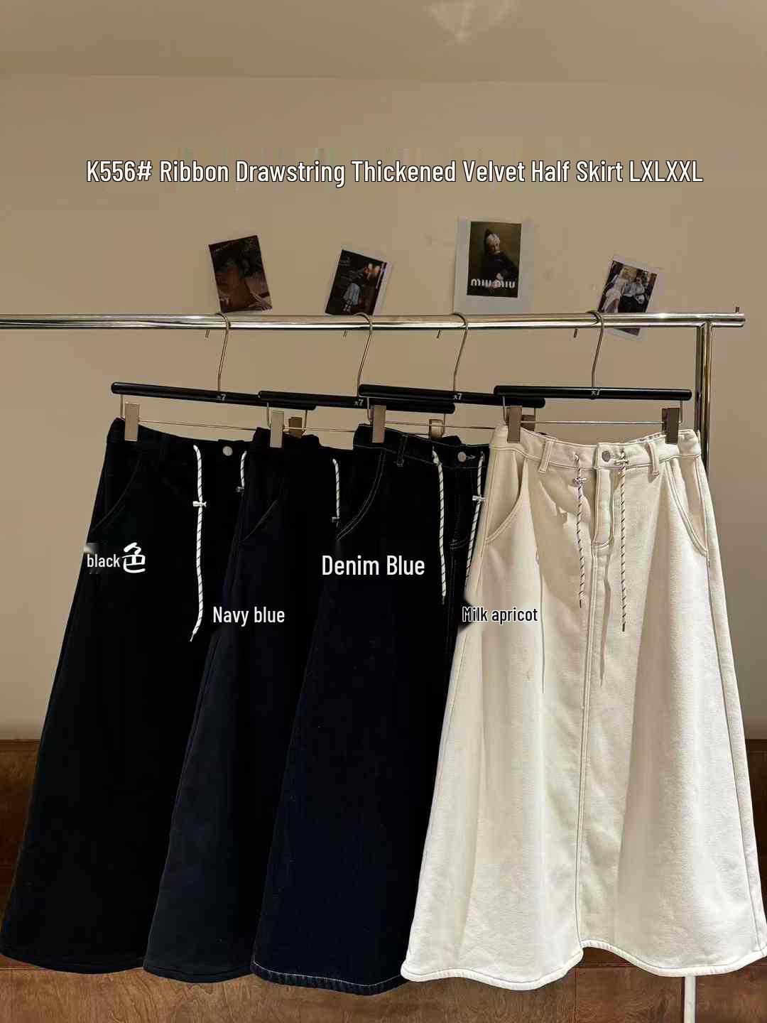 

Da7 Women s High Waist Fleece-Lined Korean Style Plus Size Casual Denim Midi Skirt XL