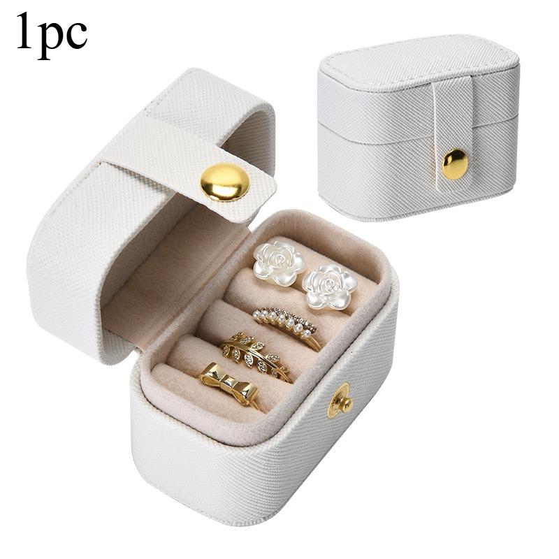 

1pc Mini Portable Small Jewelry Storage Bag Travel Simple Leather Ring Necklace Earrings Storage Box Organizer Display Gift Box 1pc белый