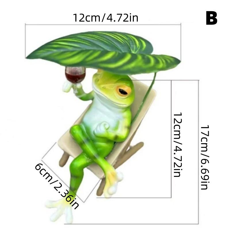 

Пьяная лягушка с зонтиком-листом Полистоун Статуэтка Статуя Домашний Садовый Декор Орнамент B
