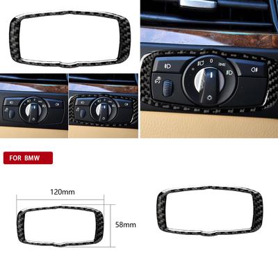 5D Carbon Fiber Headlight Switch Frame Trim Sticker Car Decoration for BMW X5 E70 X6 E71 X5 E60