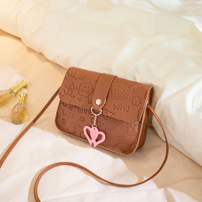 

Summer new fashion embossed small square bag women s bag shoulder messenger bag chain small bag mobile phone bag коричневый