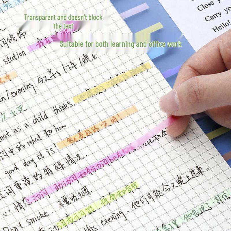 Colorful Extra-Fine Transparent Index Tabs - Fluorescent Multi-Color Sticky Notes for Students