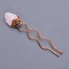 Natürlicher Rosenquarz Roh Handgefertigter Schmuck Haarnadel 3,7 Zoll / Galvanisiertes Kupfer Goldgefüllt Haarnadel Weihnachtsverkauf Für Mutter Ehefrau