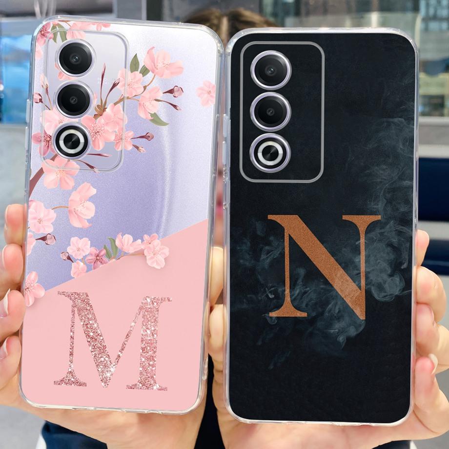 Initials Letter Pattern For Oppo A80 5G OppoA80 A 80 Bumper Case Soft TPU Coque Cover Capas Silicone Clear Funda CPH2639 Capas