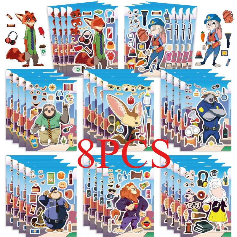 Fun Cartoon Zootopia Face Stickers Interactive Puzzle Game Kids Parent Child Playtime Creative DIY for Entertaining Safe Kid Friendly