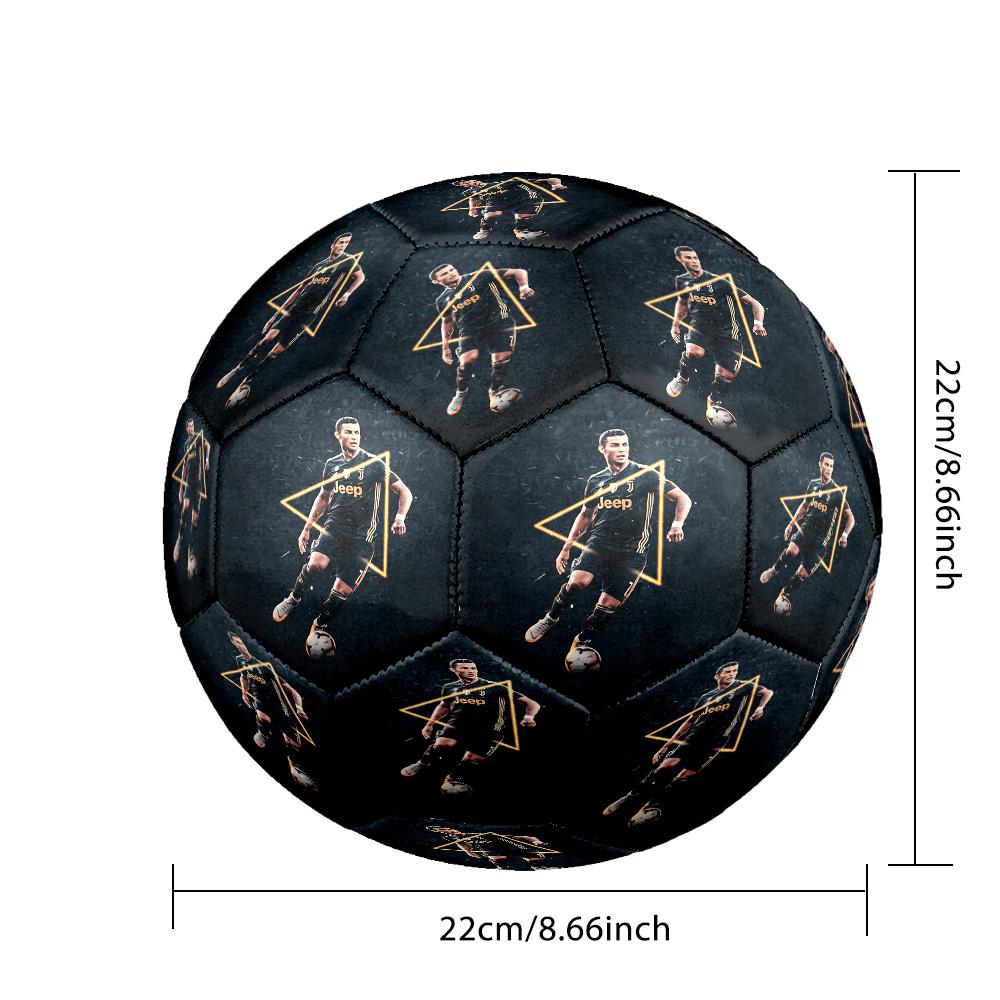 Cristiano Ronaldo Cr7 Juventus Action Size 5 Soccer Ball Machine-Stitched Indoor/Outdoor Training and Matches Perfect Commemorative Gift for Soccer Lo