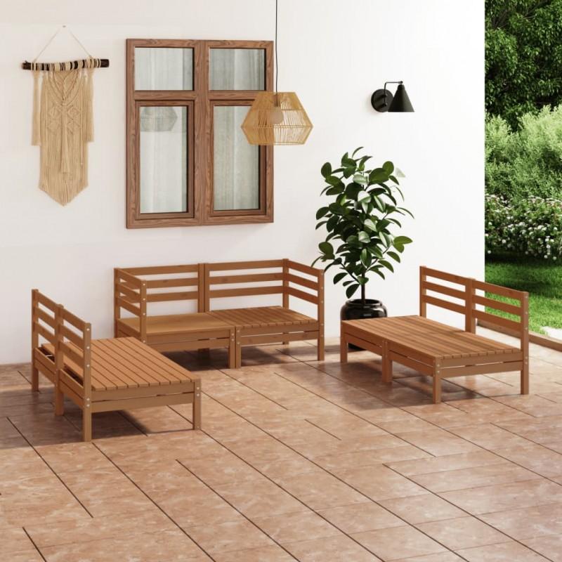 Day and Night - Day and Night Garden Furniture Set 6 Pieces Solid Pine Wood Honey Brown