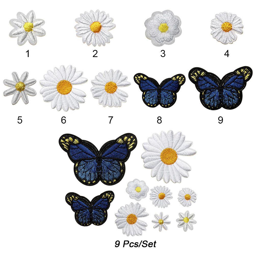 Autocolant Haine Pânză Brodată Fluture Aplică Termică Mică Margaretă Broderie
