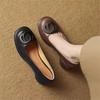 Spring and Autumn Retro Soft Leather Round Head Thick Sole Thick Heel Single Shoes New Soft Sole Shallow Mouth Small Leather Shoes