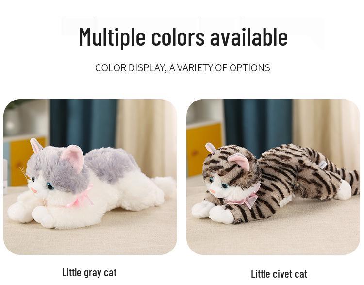 Realistic Meowing Musical Cat Plush Toy - Lying Kitten Doll Birthday Gift