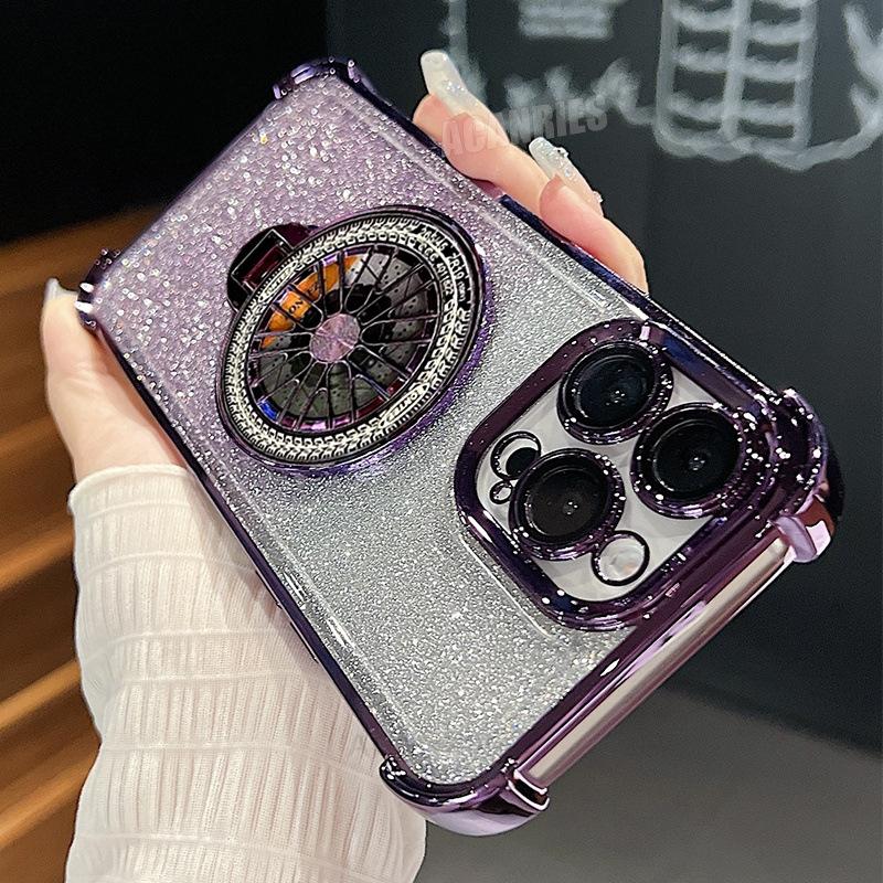 Rotating Gyro Cooling Suitable for Apple 16promax Electroplating Bracket Mobile Phone Case IPhone 15 Magnetic Protection Case