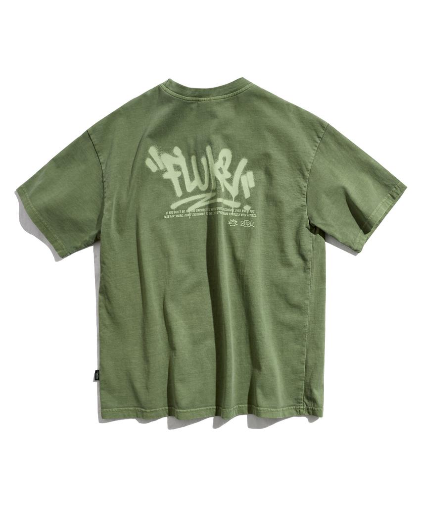 Peullukeu Graffiti Logo Pigment Short Sleeve T-Shirt Khaki Fst750