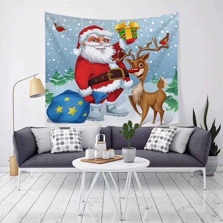 Christmas Pattern Tapestry Home Bedroom Living Room Wall Decoration Christmas Theme Tapestry