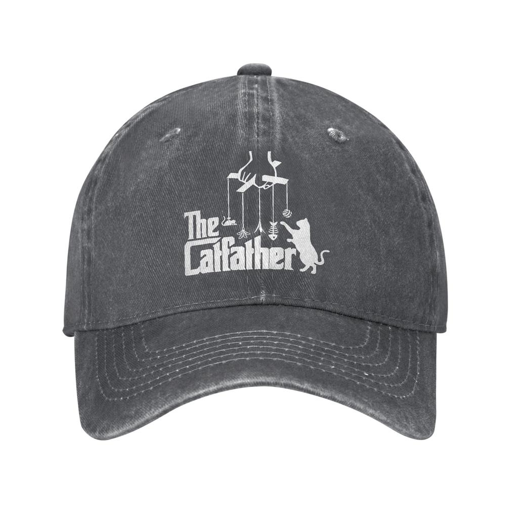 Funny Cat Dad Life The Catfather Unstructured Baseball Cap Distressed Denim Washed Fathers Day Snapback Unisex Adjustable Hats