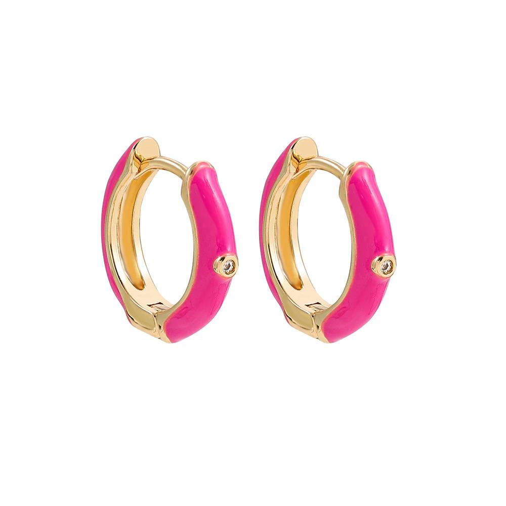 Vintage Multicolor Enamel Flower Round Hoop Earrings Boho Gold Color Circle Round Earrings Statement Jewelry Gifts for Women