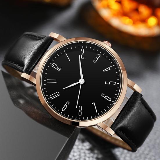 Men's Analog Quartz Watches Minimalist Three-Hand Watch Classic Adjustable Leather Strap Watch for Fathers Husbands Gifts for Office Party Dating
