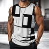 Retro Men's Vest 3D Printed Checkered Striped Pattern Sleeveless Shirt Round Neck Loose Streetwear Summer Fashion Casual Vest