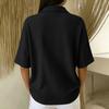 Women’s Knit Short Sleeve Polo Shirt with Button Front and Relaxed Fit for Casual and Everyday Wear
