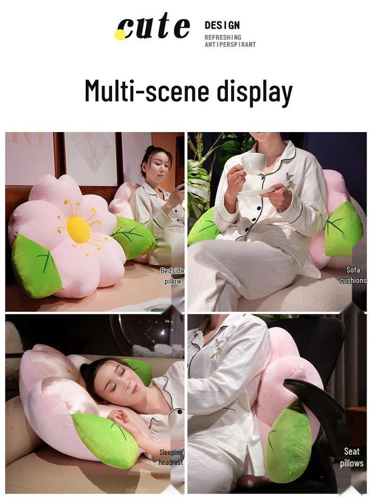 Cherry Blossom Ice Silk Lumbar Support Cushion for Office