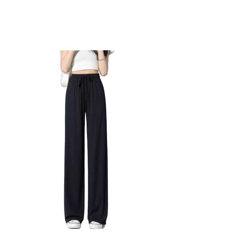 Ice Silk Women's High Waist Wide Leg Pants – Summer 2025 Petite, Cool, and Lightweight.