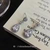 Thousand gold water drop zircon ear clips, no ear piercings, senior sense socialite temperament stud earrings,mosquito coil disc earrings.