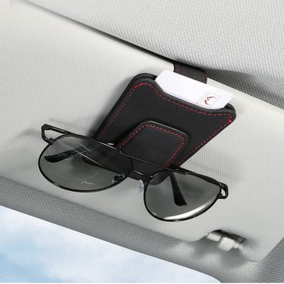 Sunglass Holder For Car Sun Visor Suede Leather Glasses Eyeglass Hanger Clip Car Sunglasses Holder Ticket Card Clip Accessories