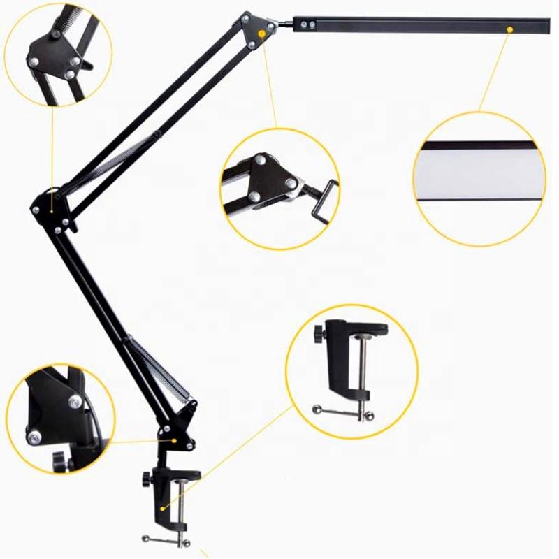 High Quality 3 Modes 10 Brightness Beside Desk Lamp Nail Station Swing Arm Desk Lamp Led for Reading Working