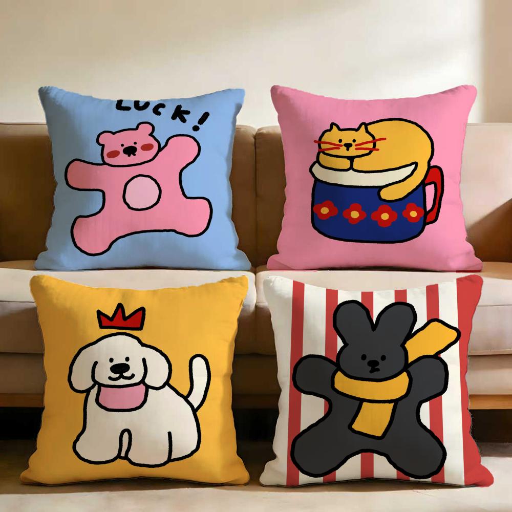 Happy Dog Cushion Cover Multi-Scene Pillow Cover for Home & Car - Reversible, Soft & Durable for Daily Use