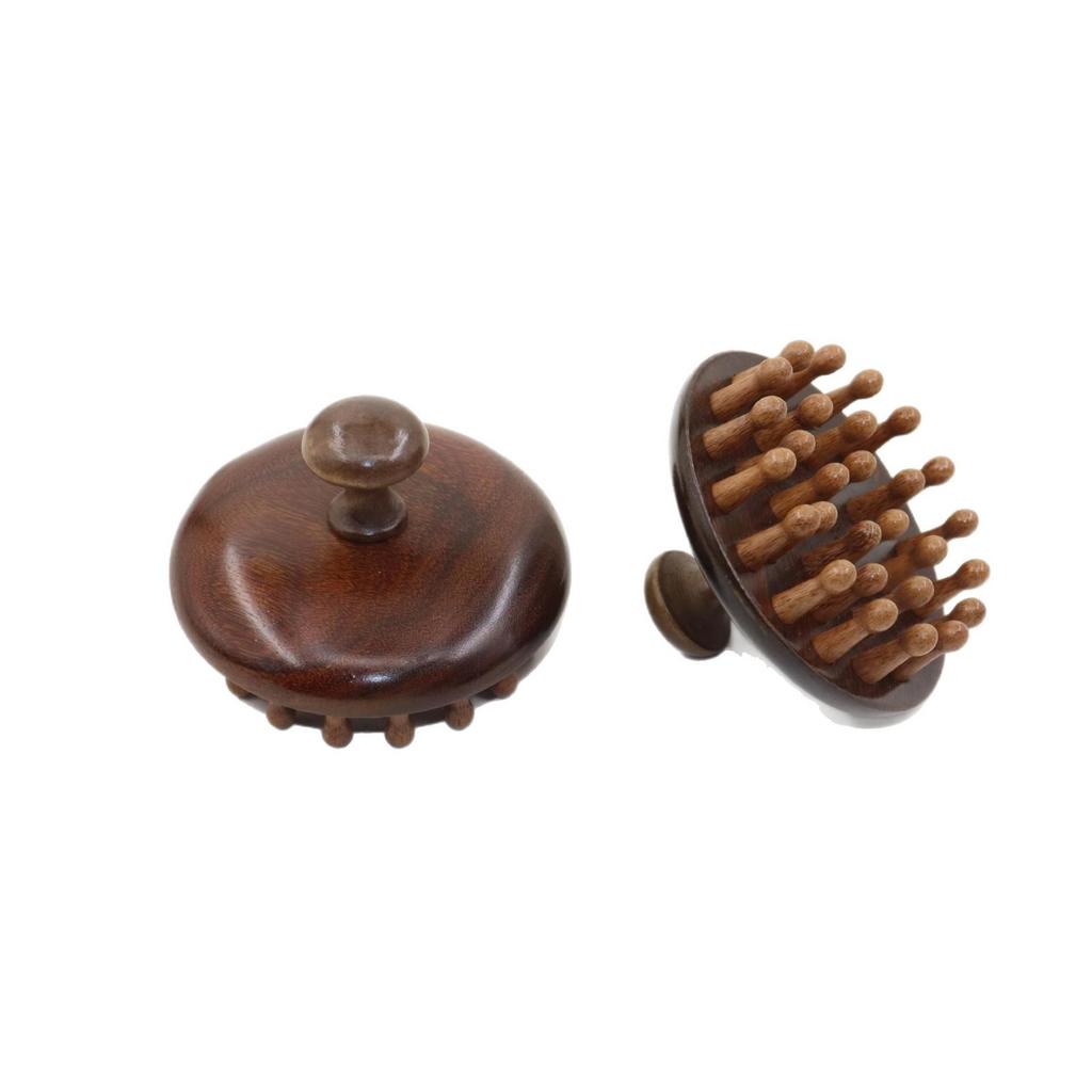 Wooden Scalp Massager Brush 28 Teeth Round Hair Growth Hair Massager Scalp Comb