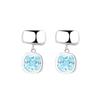 High-End Design Fresh Sea Blue Zircon Stud Earrings Women'S Daily Versatile Earrings Light Luxury Square Earrings