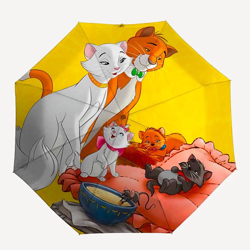 Cats, Aristocats Themed Automatic Opening and Closing Umbrella, Brightly Colored 8-rib Portable Umbrella, Suitable for Men and Women, A Perfect Gift F