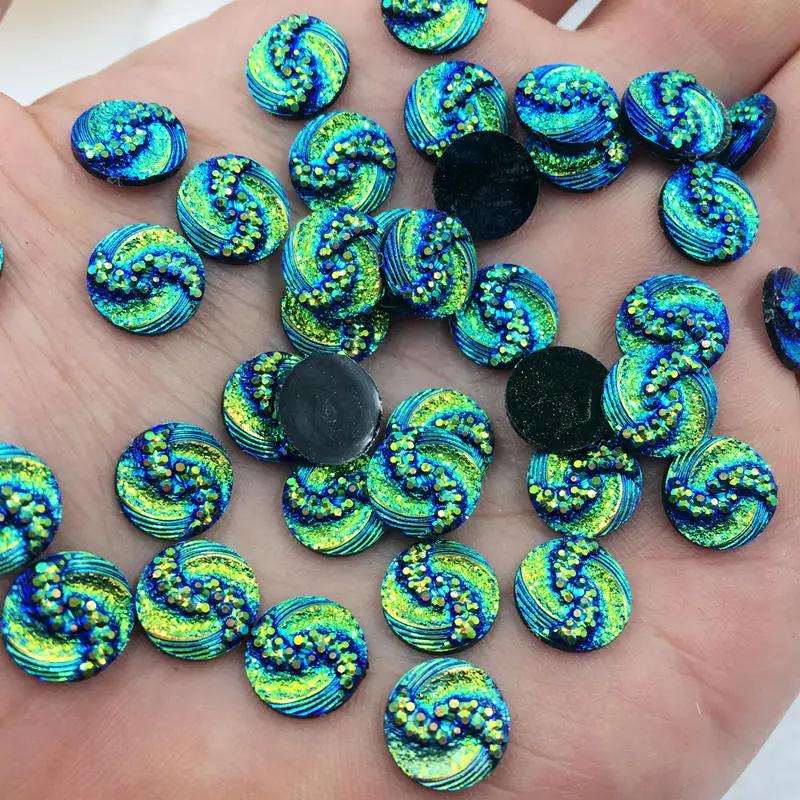 100pcs 10mm Round Resin Rhinestone Crystal Stone Beads Flatback For DIY Wedding Decoration -A59