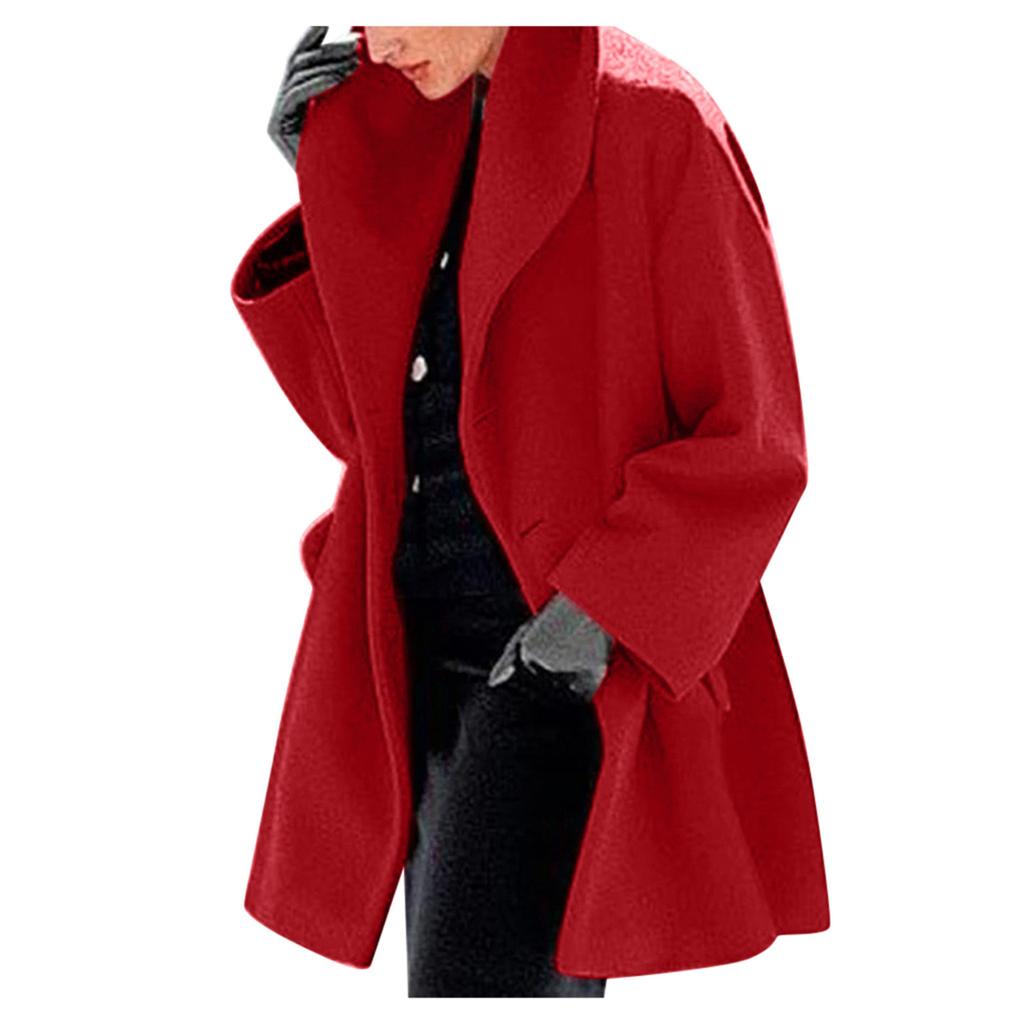 Womens Winter Wool Coat Trench Jacket Ladies Warm Slim Long Overcoat Outwear