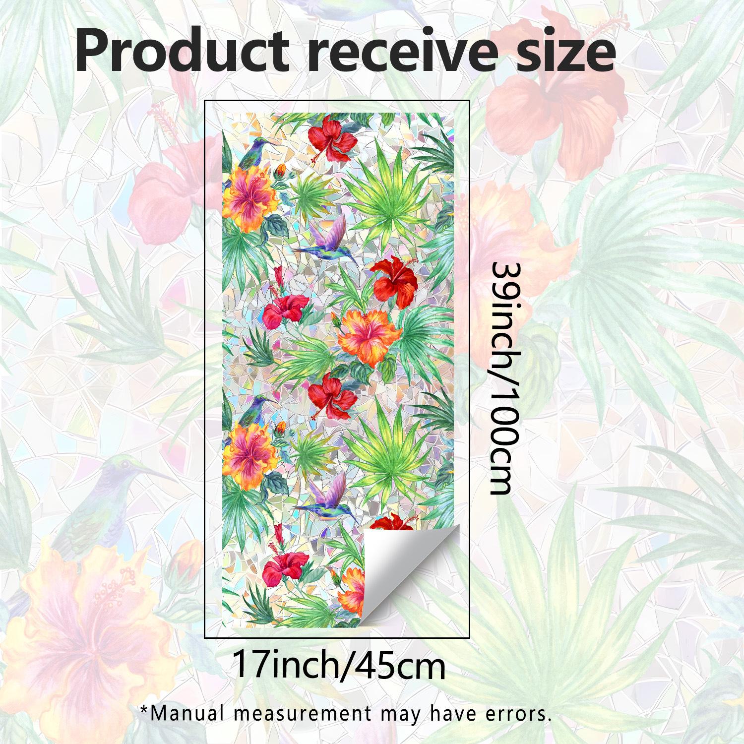 Creative Colorful Glass Fusang Hummingbird Self Adhesive Waterproof Kitchen Bathroom Window Beautification Stickers