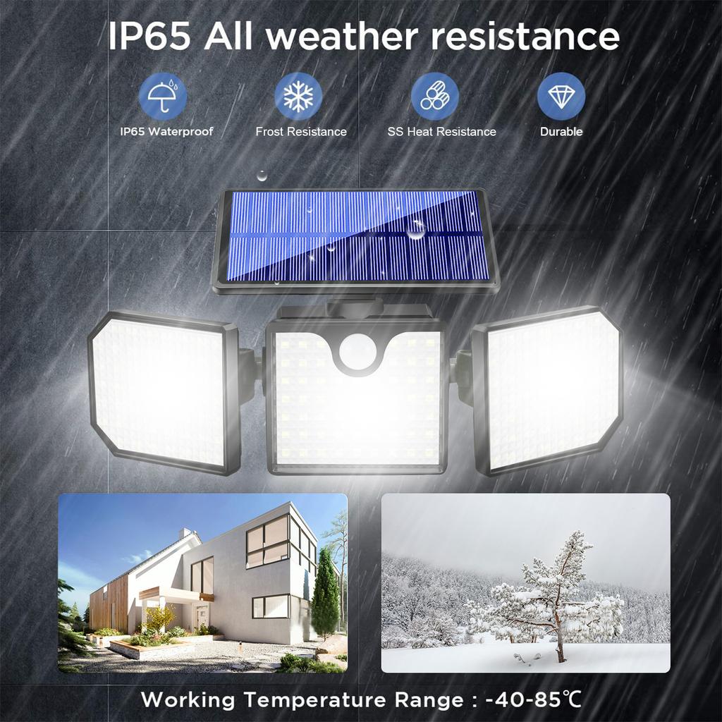 230LED Solar Lamps Wall Light Waterproof IP65 Outdoor Warning Light Strobe Garage Lamp Strobe Light Control Human Body Induction