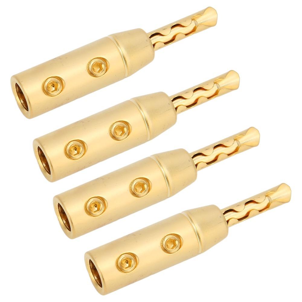 4PCS Gold Plated BFA Banana Plug Double Screw Open Screw Banana Plugs For Sound Systems