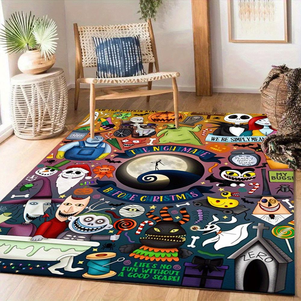 1pc The Nightmare Before Christmas Carpet Area Rug, Bedroom, and Playroom Durable, Stain-Resistant, and Easy To Clean, Living Room