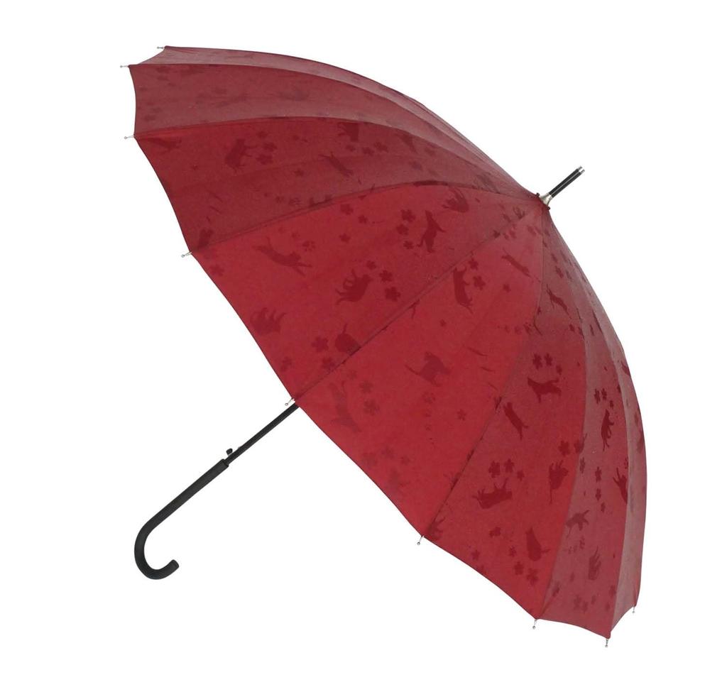 Santos Long 55cm Rib Length Umbrella, Cat's Day, Burgundy, [JK-154]
