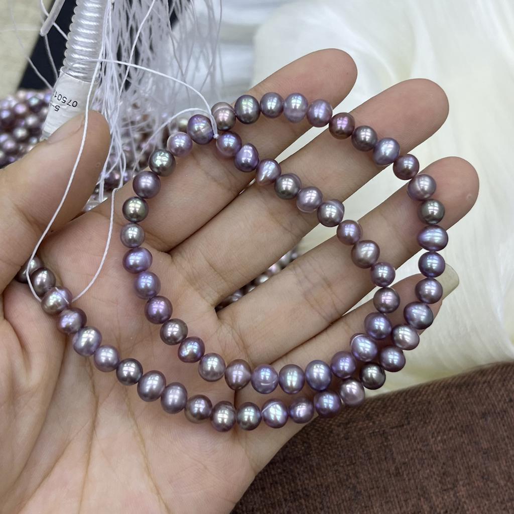 1String, Yellow Purple Multicolor Natural Freshwater Pearls, Handmade Potato Pearl Beads for Jewelry Making DIY Crafts (Beads 5-6mm, Length 36cm)