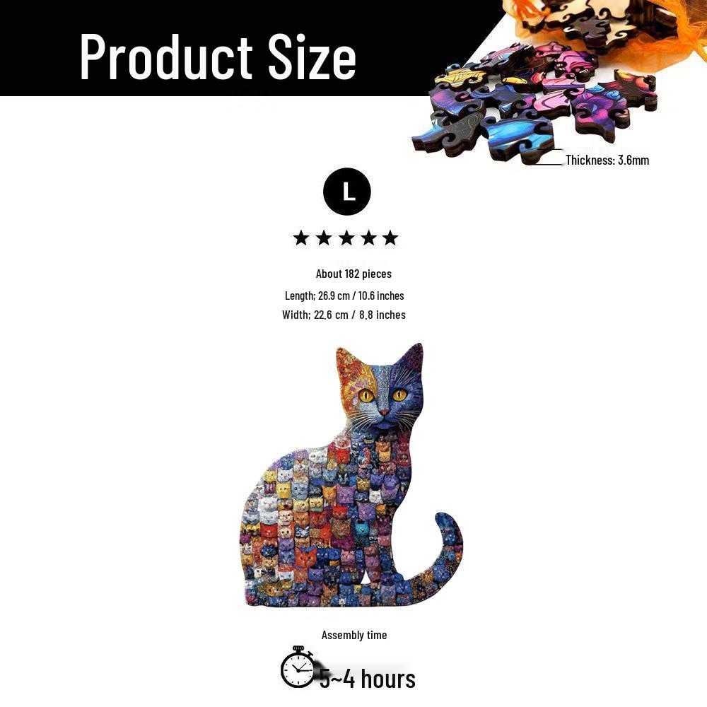 HOOLOOG Irregular Cube Cat Wooden Jigsaw Puzzle Toy & Money Box
