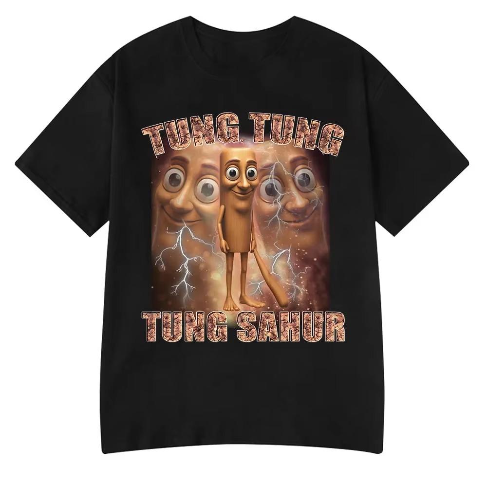 Tralalero Tralala  T-shirt Tungtung Sahur Brainrot Kids Anime Tees Boy Girl Summer Short Sleeve 3d Tops Children Clothes