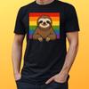 Men's T-Shirt Sloth with Pride Flag Motif Cotton Size S To 5XL