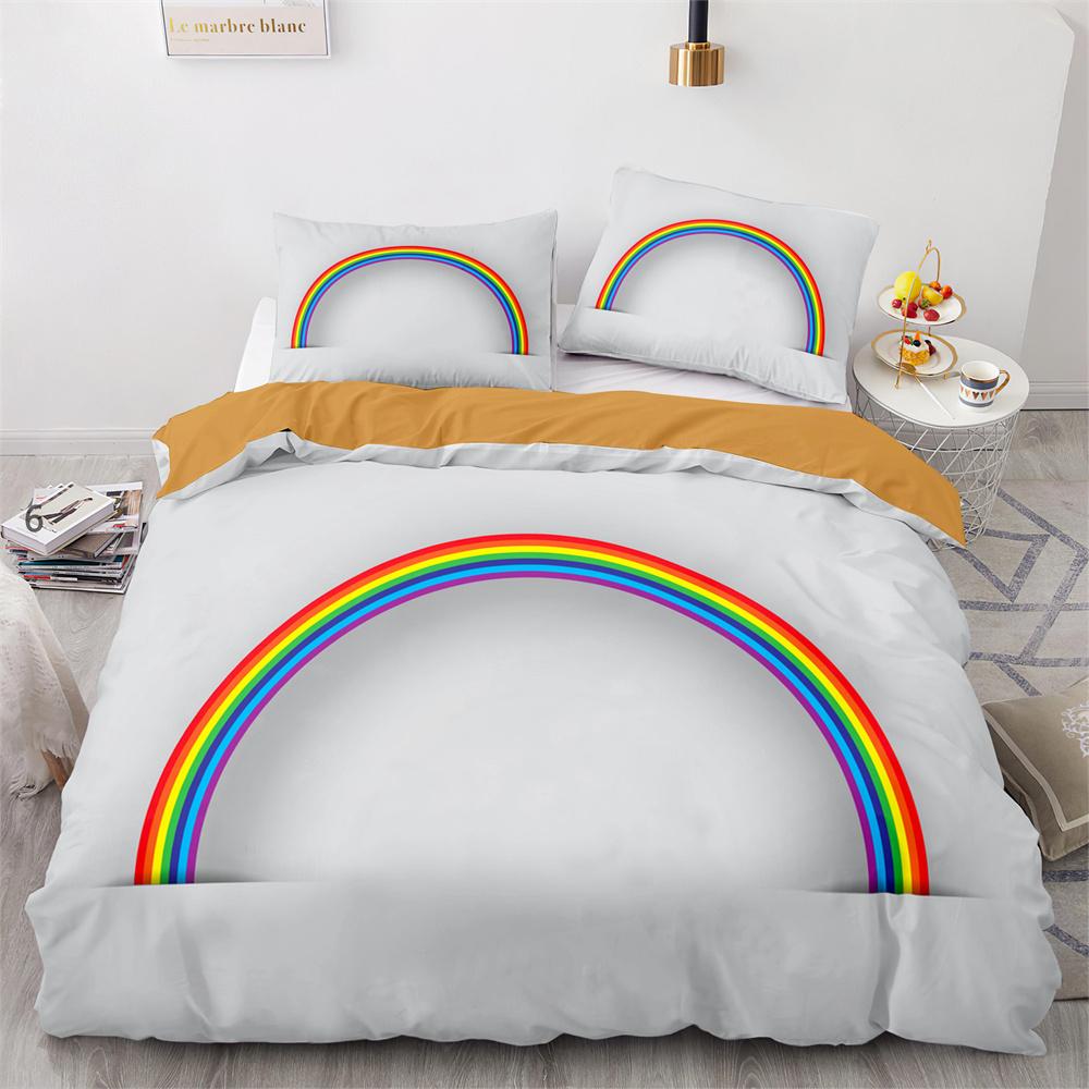 Rainbow Birds Star Duvet Cover Set Twin Full Size Cute Polyester Comforter Cover for Kids Boys Girls Bedding Set Quilt Cover