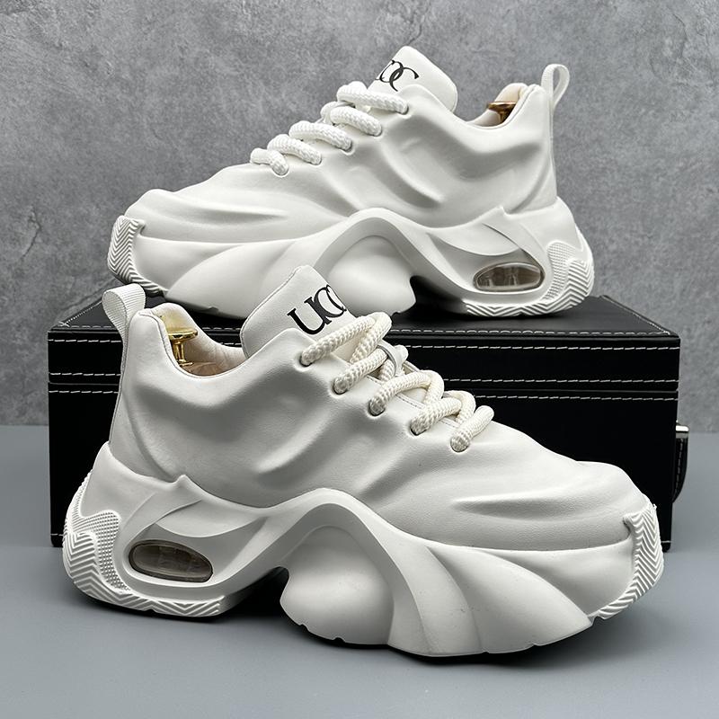 Personalized Trendy Fashion Casual Versatile Sports Lace-up Anti-slip Shoes Autumn New Breathable Thick Sole Height Increasing