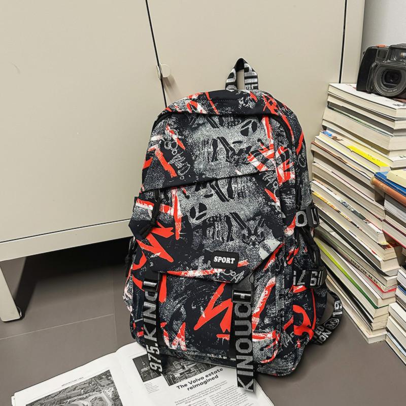 

Рюкзак мужской новый большой вместимости трендовый граффити спортивный для отдыха дорожный рюкзак женский для средней школы старшей школы школьный