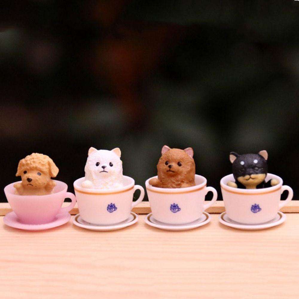 Gashapon Toys Dog Cat Figurines Animal Model Miniature Dog Ornaments Garden Ornament